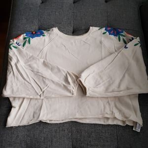 Zara Cropped Sweatshirt Embroidered Size S